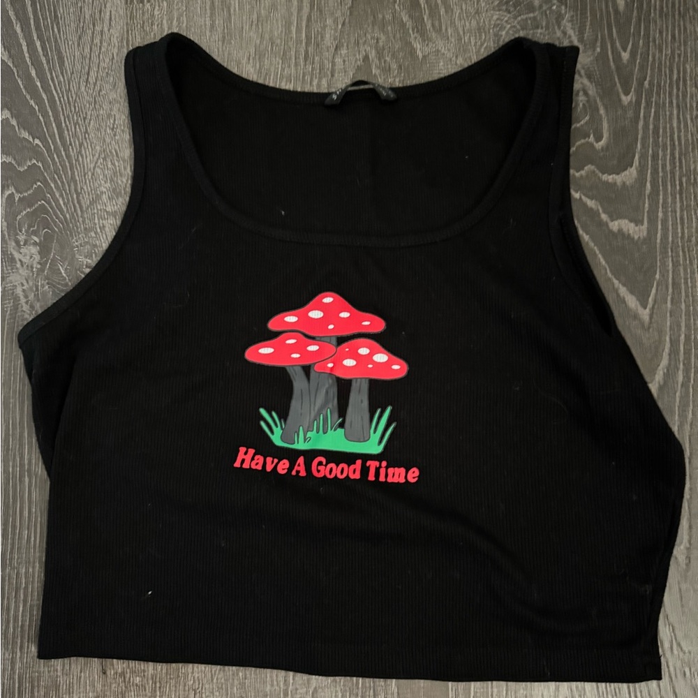 Black mushroom crop top